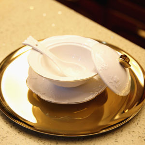 Gold Butterfly Lidded Soup Bowl Porcelain Carved Fish Flakes Soup Bowl Birds Nest Bowl Sweet Soup Bowl European Style