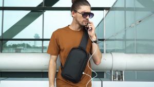 BANGE กระเป๋าสะพายข้างนักธุรกิจชายกระเป๋าคาดอกกันน้ำมีสายชาร์จUSB BG-7221 สำหรับความชุดชาร์จกันนานครับ ผู้ชายใหม่กระเป๋าร้องเพลงความจุมาก