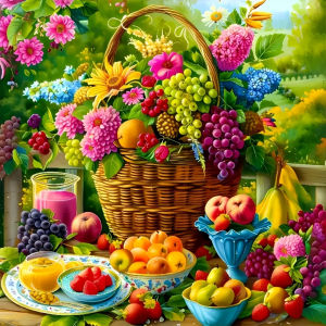 Huacan DIY Diamond Painting Fruit Basket Flower Diamond Mosaic Art Picture Of Rhinestones Home Decor Gift
