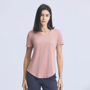 2025 New Lululemons Mùa Xuân Và Mùa Hè Mới Khỏa Thân Cảm Giác Thể Thao Tay Áo Ngắn Nữ Giải Trí Lỏng Lẻo Chạy Bộ Quần Áo Yoga Thể Dục Áo Phông DS075