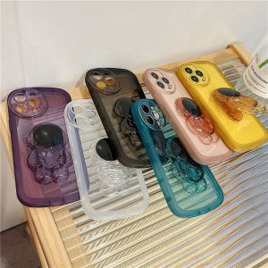 Star Astronaut Phone Case For VIVO V27e / V25 / V25e / V25 Pro / V23 Pro / V23 / V20 Pro / V9 / V7 Plus / V5 / V5s / V5 Lite Cover Luxury Transparent Frosted Soft Silicone Casing + Folding Phone Holder