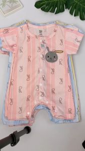 5.5 Baju Romper Bayi Full Print Bordir Kancing Tengah Cotton