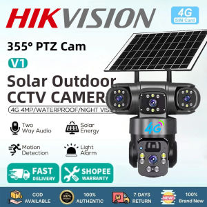 【Free Gift】Hikvision Three-Lens 4G/WIFI Solar CCTV Camera Connect Cellphone With Solar Panel and Battery Smart IP Security Camera Outdoor Waterproof Auto Tracking Night Vision