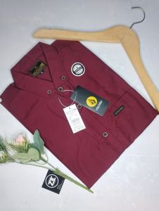 kemeja polos pria warna merah maroon lengan panjang dan pendek bisa couple