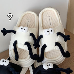 Non-Slip Linen Slippers for Women Couple Style Home Slippers Cute Dinosaur Design Spring Summer Suitable for All Seasons