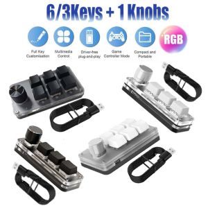 3/6 Keys 1 Knob Mini Macro Mechanical Keyboard USB RGB Gaming Custom Programming Knob Portable Custom Switch For Photoshop