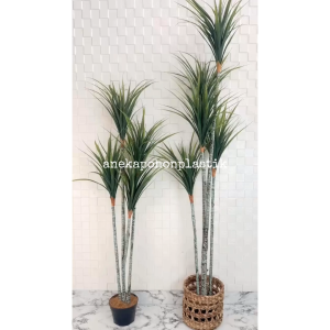 Pohon Imitasi Tanaman Hias Daun Pandan Bali Lancip Hijau T140 X4 & T180 X5 Latex Cover Pot Eceng Gondok Motif Hiasan Dekorasi Sudut Ruangan Aesthetic