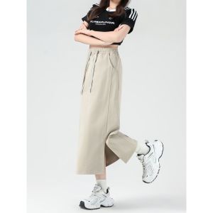 กระโปรงทรงเอเอวสูงสไตล์ย้อนยุคสำหรับผู้หญิง ฤดูใบไม้ผลิและฤดูร้อน 2025 กระโปรงทรงเอทรงสั้นทรงเอสไตล์อเมริกันย้อนยุค