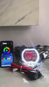 lampu depan Mio new smile Custome Biled ASLI Projector CR7 Devil RGB