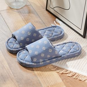 New Pure Cotton European Style Thickened Three-Layer Soft Bottom Noise Reduction Home Slippers Womens Indoor Floor Slippers Spring Autumn