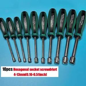 10-Piece Manual Hex Socket Wrench Set 4-13mm for Motorcycles Cars Home Repairs and Machine Tool Screw Assembly/Disassembly