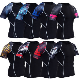 Mens Summer Fitness Basketball Short Sleeve Compression T-Shirt Quick Dry Breathable Running Base Layer Training Sportswear