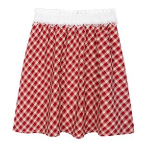 Chân Váy A-Line Plaid Đỏ eo Cao Slim