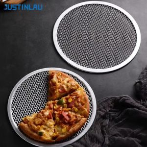 6-14 Inch Pizza Baking Pan Mesh Round Aluminum Pizza Screen Baking Pan DIY Non-stick Mold Oven Hollow Pie Mesh Baking Tool