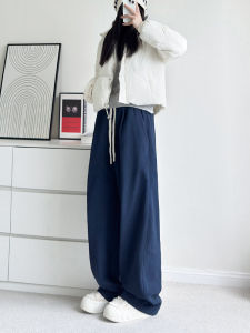 plus Size Fleece Lined Wide Leg Pants Thick Casual Trousers Conceal Meat Long Pants High Waist Straight Cut Winter New Arrival