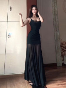 CHANGTONG | Hebe Style Elegant Sensation Ageless Strap Dress Fashionable Personality Slim Fit Long Skirt Summer High Waist Gauze Material