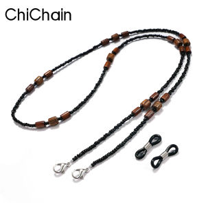 2022 New Wooden Beaded Glasses Chain for Women Fashion Lanyard Acrylic Mask Sunglassses Strap Cord Hanging Neck Hold