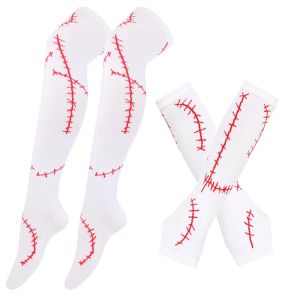 Womens Thigh High Stockings Sally mittens Arm Sleeve Gloves Set Ladies Black White Long Over Above Knee Socks Lolita Halloween