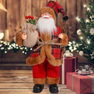 Cross-border Christmas 12-inch Santa Claus Figurine Standing Santa Claus Window Decoration Ornament Gift
