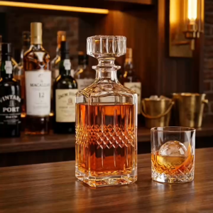 Bình Decanter Thủy Tinh 900ml Họa Tiết Kim Cương GDS14 - Bình Đựng Rượu Mạnh Cao Cấp Cho Quầy Bar