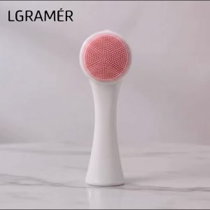 3D Double Silicone Facial Cleansing Brush Manual Massage Facial Brush Soft Bristles Exfoliator Double Sided Face Wash Brush