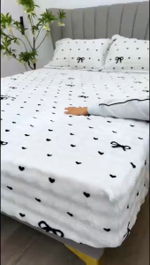 Bộ ga gối nỉ nhung sữa họa tiết 3D chất liệu mềm mịn ấm áp không rụng lông hàng nhập khẩu cao cấp