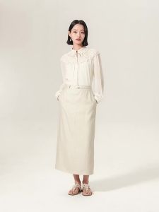 V·grass/V-GRASS | Chân Váy A-line Gấm Linen Elegance Mới Hè Có Dây Điều Chỉnh