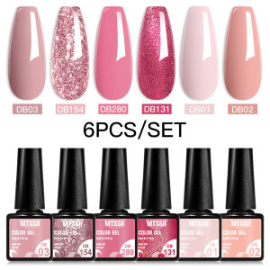 6pcs/Set 6ml Gel Nail Polish Set Nude Pink Gel Varnishes Kit Glitter Soak Off Uv Led Gel Semi Permanent Nail Art Gel Lacquer