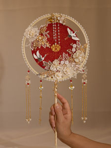 Handmade Double-Sided Wedding Fan Gift for Bridesmaid New Chinese Style Home Decor Craft Fan Material Kit for Bride And Groom