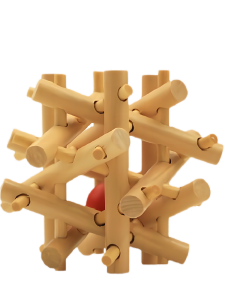 Mathematical Space Reasoning Teaching Aids School Science Museum Wooden Puzzles Kongming Lock Lu Ban Lock 12 Wooden Pegs Arrangement
