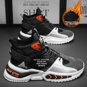 High Top Warm Leather Athletic Shoes for Teen Students