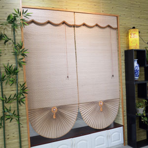 Japanese Style Bamboo Shade Restaurant Tea House Partition Simple Fan Shape Sun Blocking Curtain Roll up Window Treatment