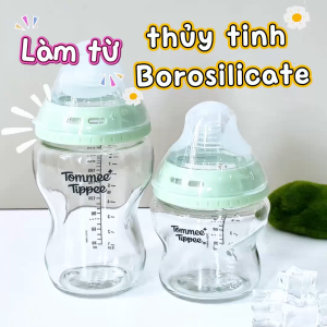 COMBO Ty Ngậm Silicon Siêu Nhẹ Tommee Tippee Ultra Light 0-6m & Bình Sữa Thủy Tinh Tommee Tippee Natural Start 150ml