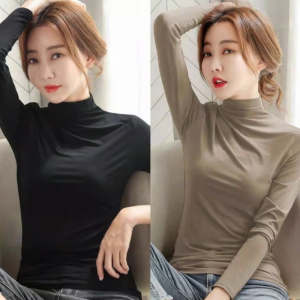 Lieoyuarn | Modal Half High Neck Womens Casual Underwear Shirts