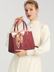 Fashionable Red Leather Shoulder Bag for Women Wedding Handbag Crossbody Bridesmaid Purse Soft Tote Bag Casual Leisure Bag