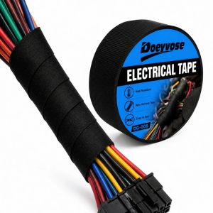 Black Heat Resistant Fabric Electrical Tape Waterproof Insulation Automotive Wiring Loom Wrap Tape