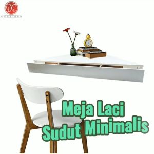 DEcTionS Meja Dinding Sudut Model Segitiga Minimalis Dengan Laci Kotak Penyimpanan Panjang Sisi 50cm