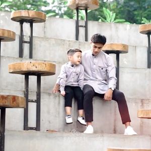 Baju Koko Kurta Couple Ayah dan Anak Atasan Msulim Lengan Panjang Bahan Kain Katun Import Premium Leon Series Warna Mint Fadsan