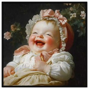 Tranh chân dung em bé nụ cười trẻ thơ. Tranh treo tường dán tường sơn dầu canvas CGI-1610