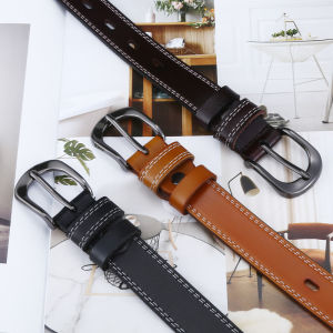 Womens Leather Belt Retro Simple and Versatile Belt Womens Korean-Style Universal Student Fashion Casual Pin Buckle Pants Belt Narrow