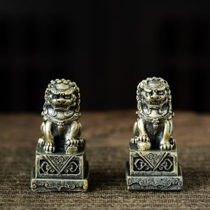 Miniature Chinese Style Tea Pet Decorative Mini Stone Lioness Desktop Sculpture Micro Landscape Decoration Concrete Ornament