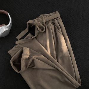 American Style Suede Casual Pants Mens Autumn Trendy Design Straight Leg Loose Wide Leg Sports Sweatpants with Drapery
