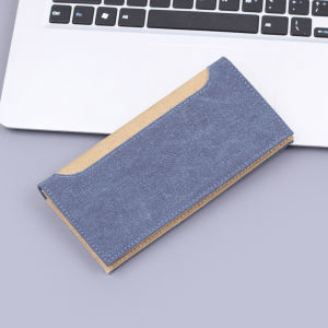 กระเป๋าสตางค์ผู้ชายแบบยาวผ้าเดนิม 12 ช่องใส่บัตร กระเป๋าใส่ธนบัตรหนังบาง กระเป๋าใส่ธนบัตรแบบพกพาทันสมัย ​​กระเป๋าใส่ธนบัตรแบบลำลอง