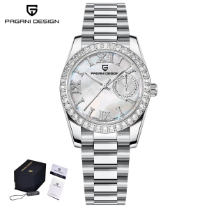 Pagani Design | PAGANI DESIGN Womens Quartz Watch Diamond Bezel Top Sapphire Stainless Steel Luxury Elegant Womens Dress Watch+Gift Box