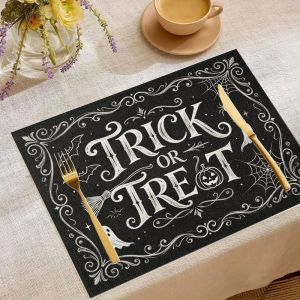 Bộ Thảm Trải Bàn Halloween VIKAMA - 2/4/6 Miếng Hình Bí Ngô Dơi Tay Xương Nhện Chữ Boo Trang Trí Nhà Cửa Ma Quái Cho Bàn Ăn
