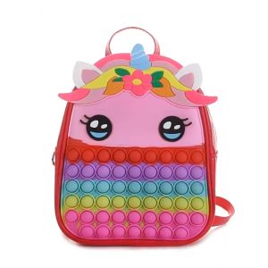 Edens Pop It Kids Backpack Fidget Toy Unicorn Rodent Pioneer Silicone Bag Large Capacity School Bag - Fulfilled by Edens