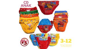 CD 6Pcs Celana Dalam HTman Anak 3th-12th Multicolor Polos dan karakter ukuran SMLXL-Vegasus Store