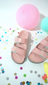 Sara Sara JINNY COLOUR Sandal Sehari-hari Wanita Slide Tahan Air Motif Plain Warna Pastel