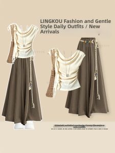 NUMEN BUTTON | Plus Size Summer Vacation Style Two-piece Set Slim Fit
