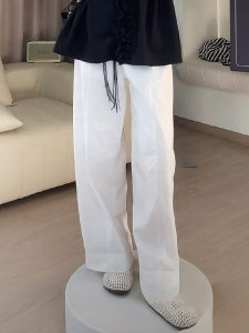 Shalldoer | White Simple Fashion Loose Casual Pants Womens High Waist Slimming Wide Leg Pants Summer 2025 New Style Versatile Straight Leg Pants